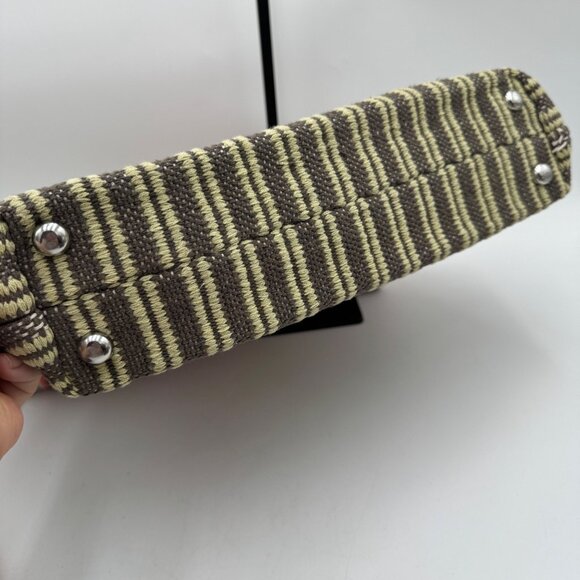 J Jill Multicolored Woven Cotton Tote Bag with Wood Handles Boho bohemian summer - Picture 10 of 15